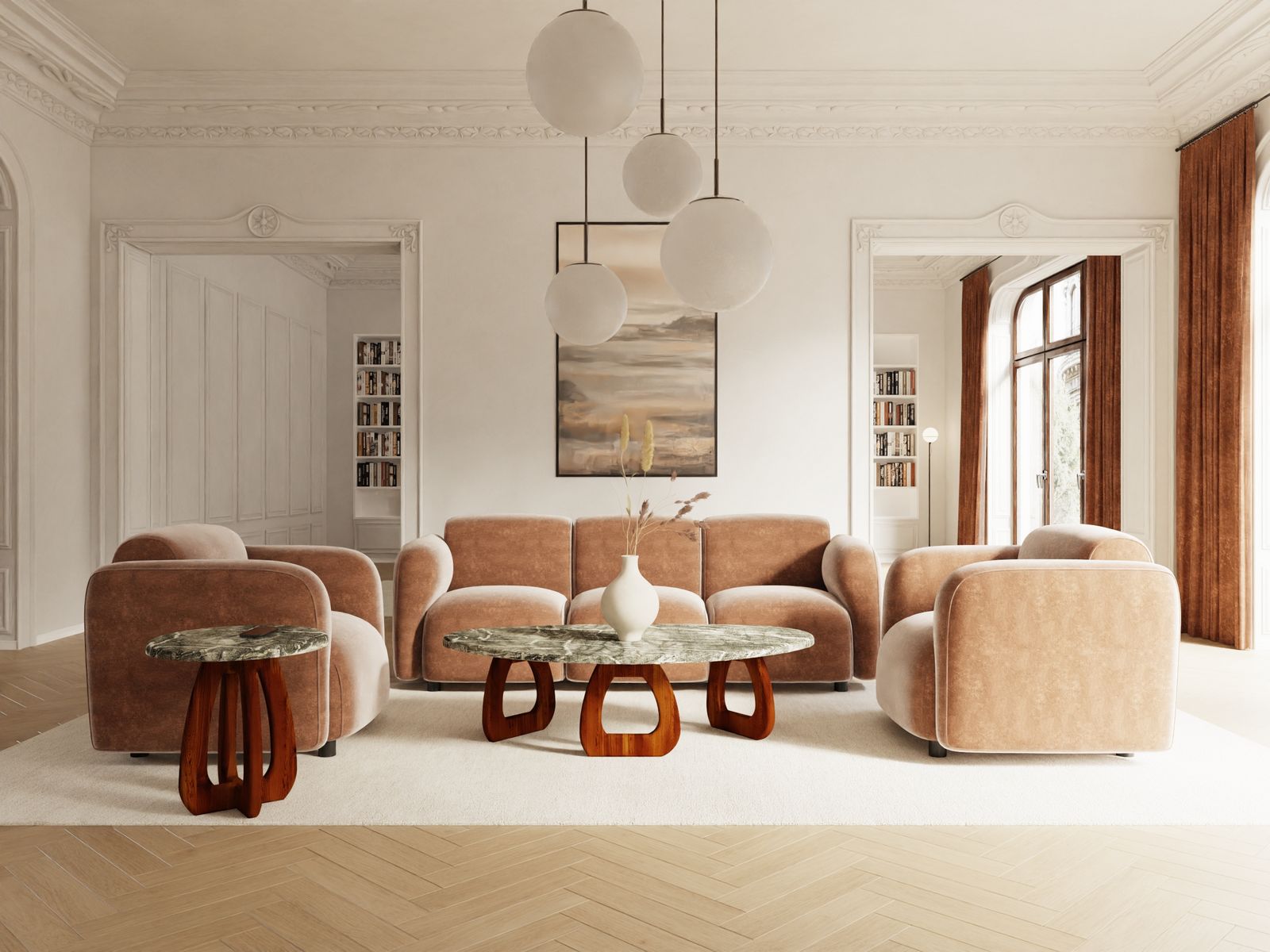 designerskie stoliki z kamiennym blatem