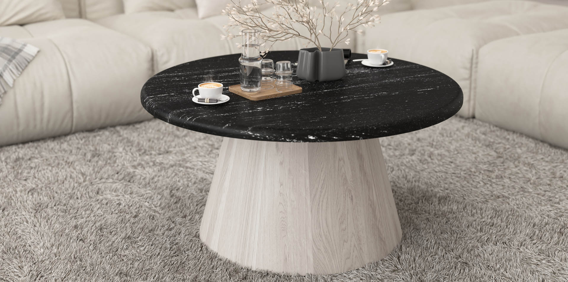 nowoczesny stolik do salony, stolik z kamieniem