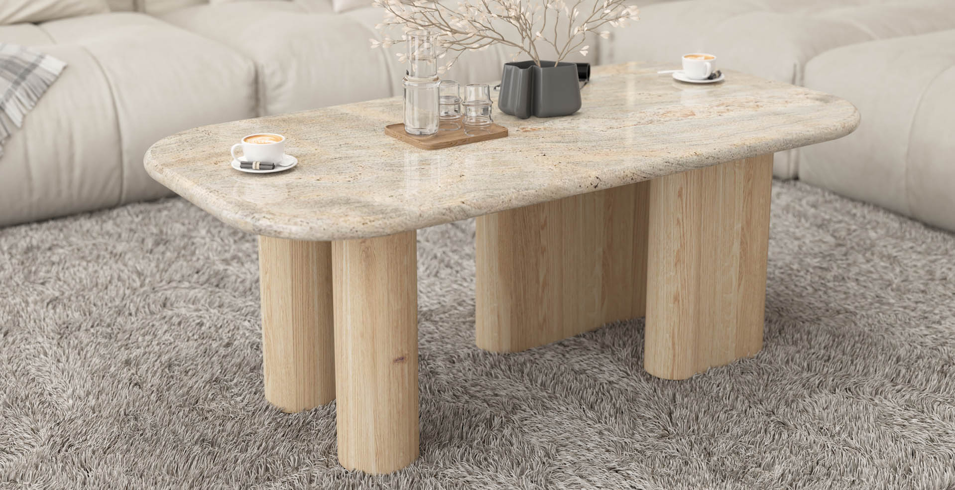 stolik kawowy z blatem kamiennym, nowoczesny stolik kamienny