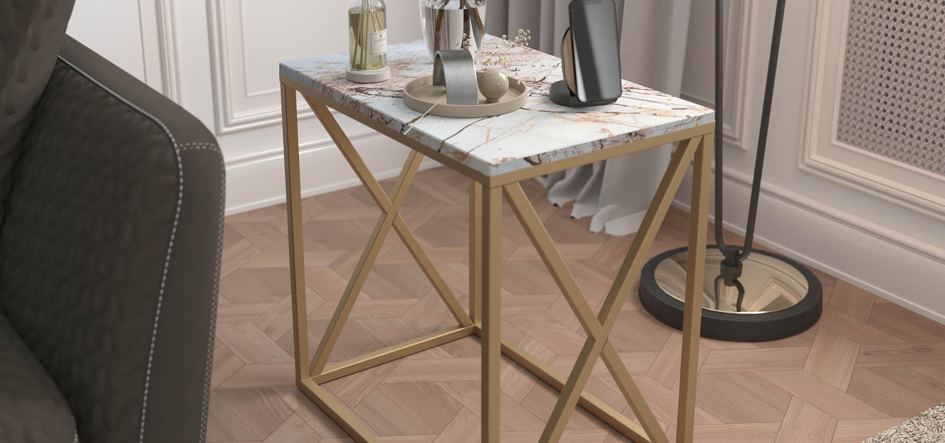 nowoczesna konsola, komoda z kamieniem