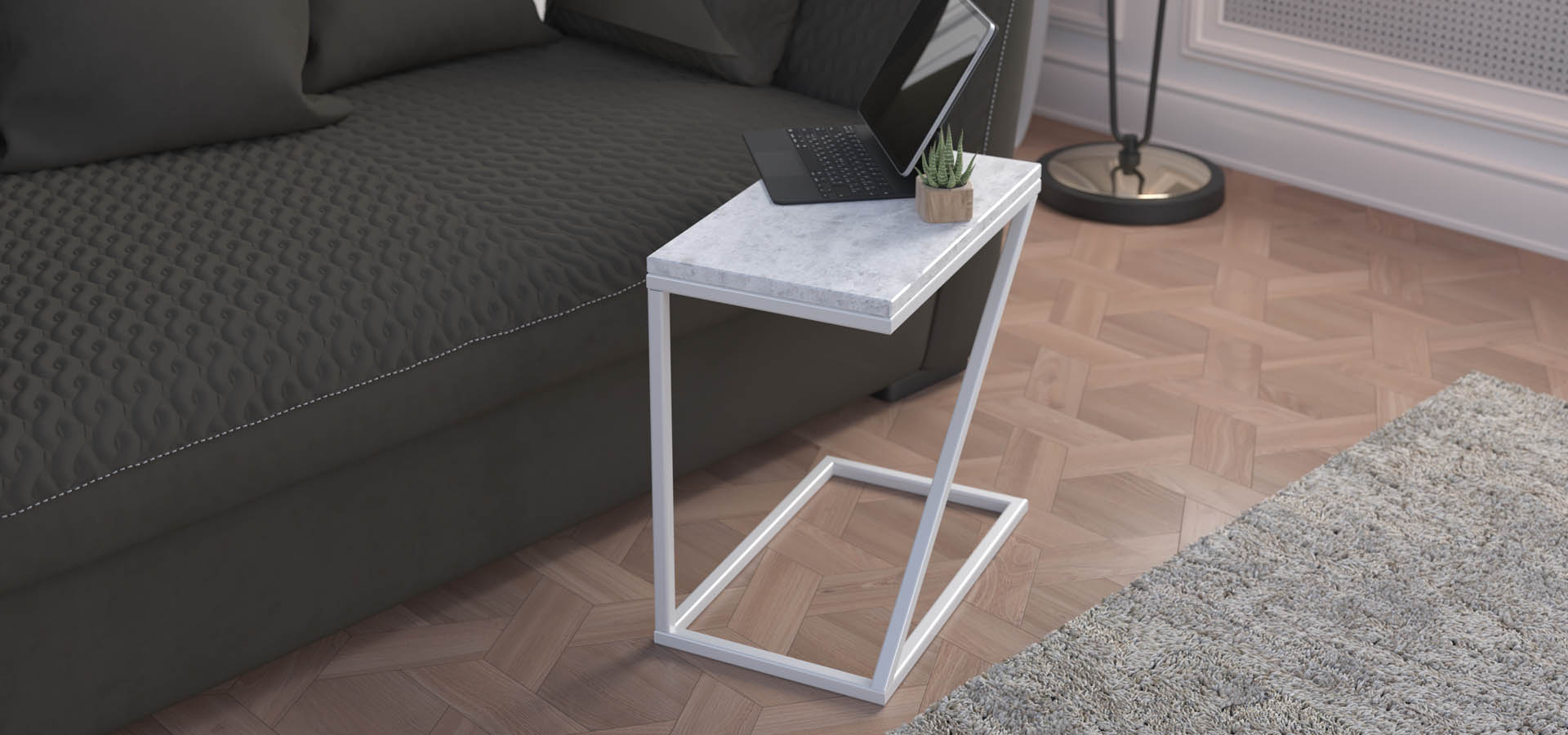 nowoczesna konsola, komoda z kamieniem