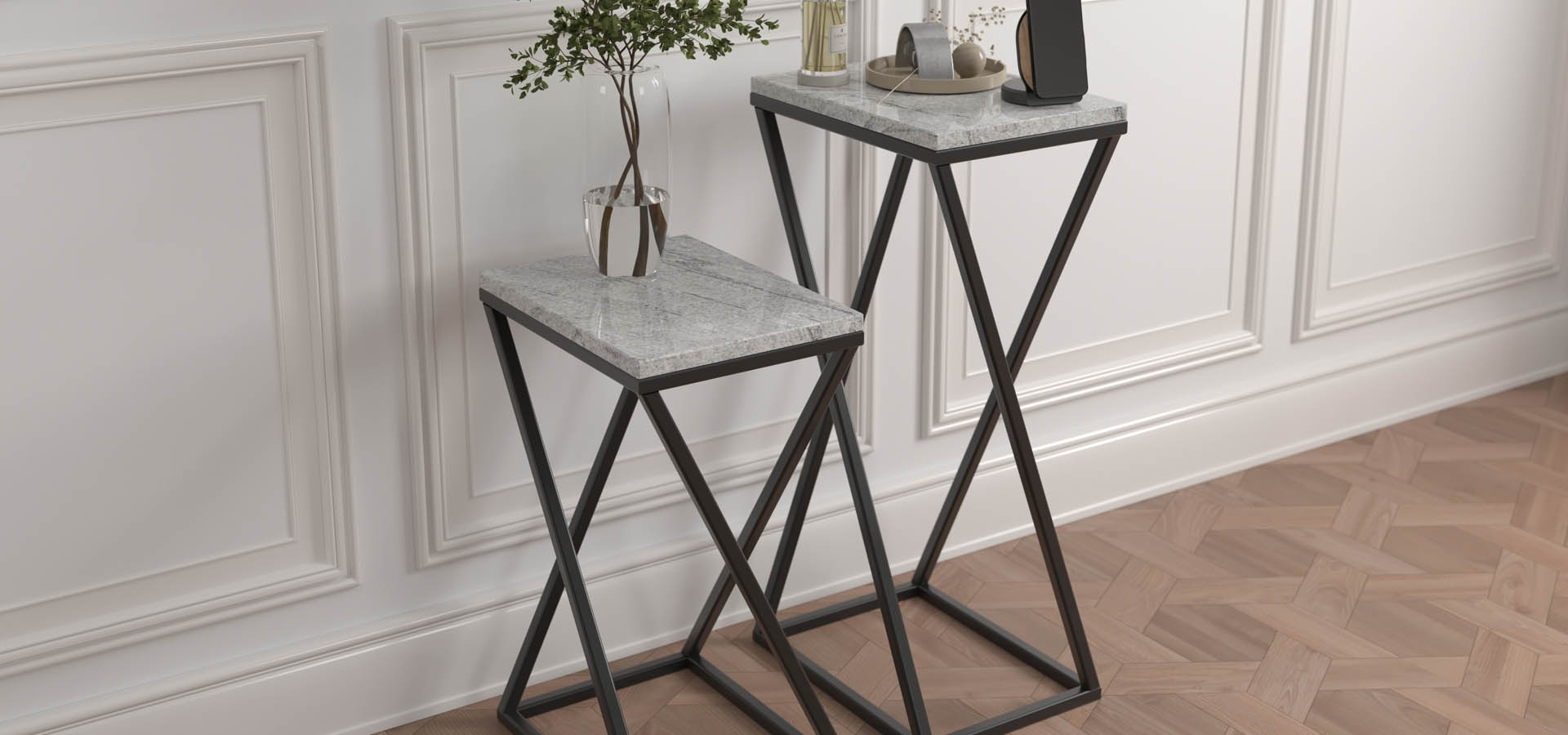 nowoczesna konsola, komoda z kamieniem